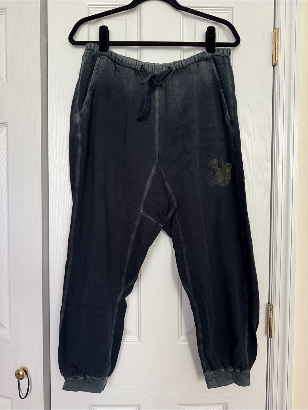 Freecity Sunfades Washed Black Drawstring Sweatpants - Size L